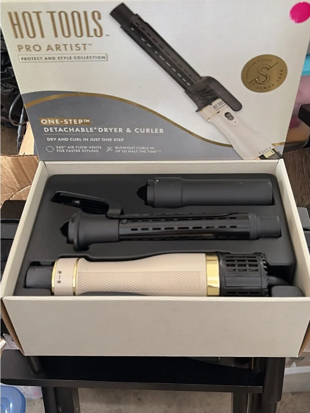 Hot Tools One-Step Detachable Dryer & Curler - Cream and Black